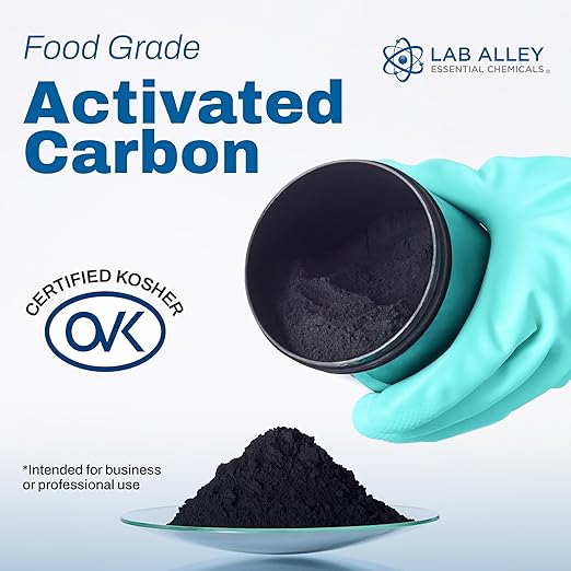 Lab Alley Activated Charcoal Powder, Food Grade, Kosher Certified, Halal, Wood Based, Ideal for Water & Air Filtration, Detoxifying Skincare Products, and Odor Control (20 Pounds)