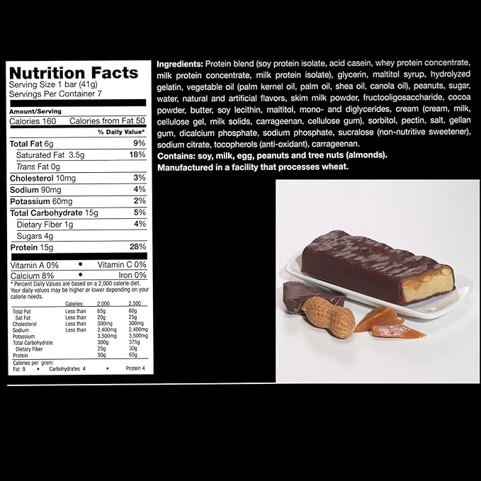 ProtiWise Protein Bar – 15g Protein, Low Carb, Low Sugar, High Fiber, Low Calorie Meal Replacement Nutrition Bar, Healthy Snack for Weight Management Diet (Caramel Nut)-Pack of 12 (7/Box)