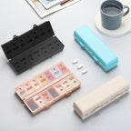 Foldable Pill Organizer 2 Times a Day w/Etched Labels -Dual Protection & Portable Weekly AM PM Pill Box, 7 Day Medicine Container, Large Travel Pill Case for Week Daily Supplement Vitamin - All Black