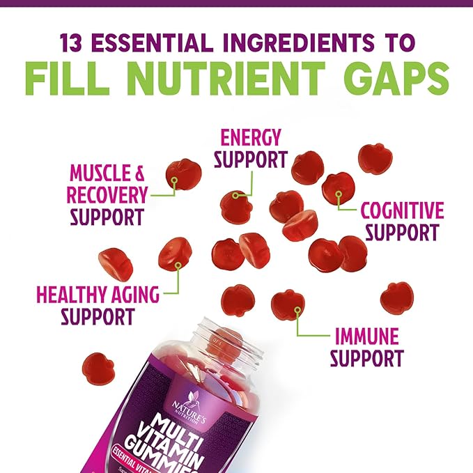 Multivitamin Gummies for Adult with Vitamins A, C, D, B12 - Gummy Multivitamins for Daily Nutritional Support with Vitamins & Minerals for Women & Men, Nature's Multi VIT Vitamin - 60 Gummies