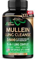 Mullein Leaf Extract for Lung Detox - Marshmallow Root | Echinacea | Oregano | Quercetin | NAC - 15-in-1 Lung Support & Cleanse for Smokers Supplement - Made in USA - As Drops, Tincture - 120 Capsules