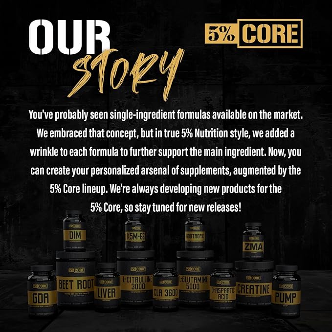 5% Nutrition Core DIM Supplement | Estrogen Regulation Support for Men & Women | Natural Diindolylmethane w/Calcium D-Glucarate, Organic Broccoli Powder + Bioperine (30 Servings / 60 VegCaps)