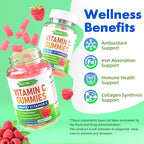 MEENCCD 2 Pack Vitamin C Gummies for Adults, Chewable Vitamin C Gummies with Zinc for Antioxidant Support, Vegan, Non-GMO, Sugar-Free, Raspberry Flavor, 120 Count