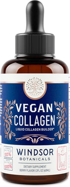 WINDSOR BOTANICALS Vegan Collagen Builder Liquid Supplement - Collagen Booster with Vitamin C, Biotin, Hyaluronic Acid & Amino Acids - Organic Fruit & Vegetable Blend - 120ml, 60 Day
