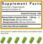 Doctor's Recipes Moringa, Complete Green Superfood, Natural Antioxidant Support, Non-GMO, 90 Vegan Caps, No Caffeine Soy Gluten