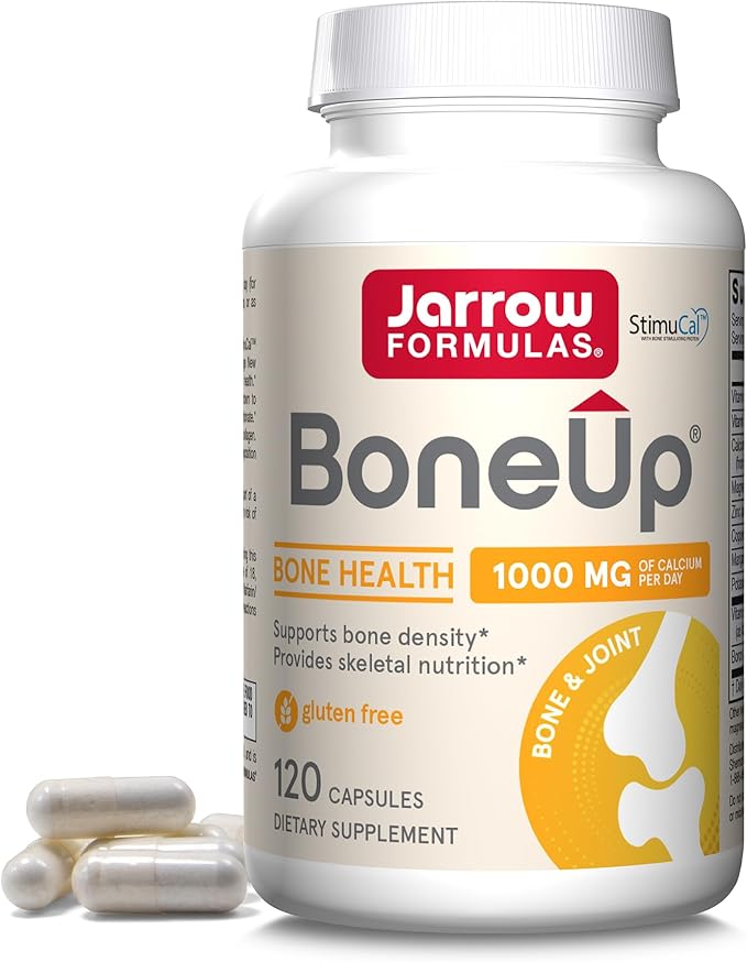 Jarrow Formulas BoneUp for Bone Density - Vitamin D3 and K2, Calcium Support, 120 Capsules, Provides Skeletal Nutrition, Up to 20 Days Supply