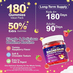 Magnesium Glycinate Gummies for Kids 4+ & Adults, 180 Counts No Melatonin Magnesium Gummies for Sleep & Calm, Sugar Free Vegan with Glycine, L-Theanine, B6, D3, Zinc & Omega 3 - Raspberry Flavor
