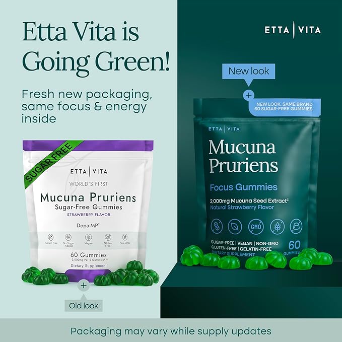 Dopamine Supplement - Sugar-Free Mucuna Pruriens Gummies (2g/serving) Energy & Focus Gummies - Potent Mucuna Pruriens Extract Supplement for Calm Mood and Motivation, Vegan, Non-GMO, Gluten-Free, 60ct