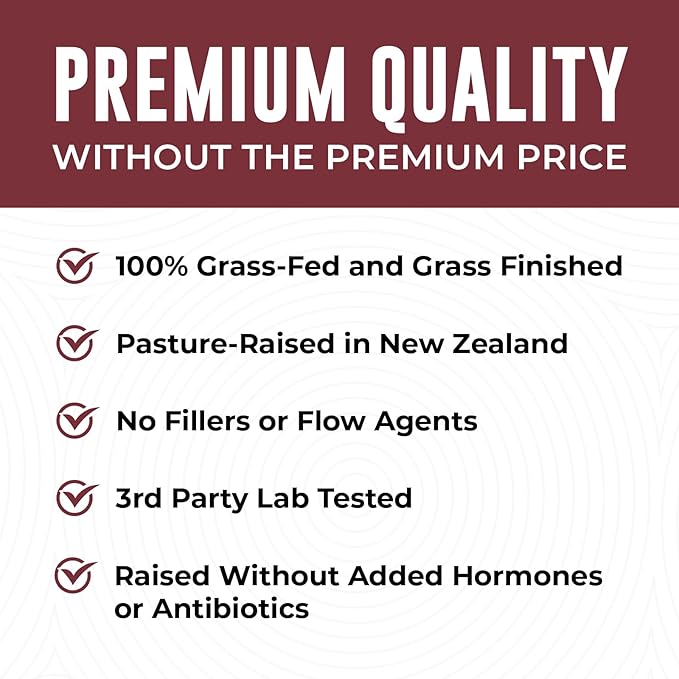 Bovine Bone Marrow Supplement - 100% Grass Fed and Pasture Raised in New Zealand- Freeze Dried, 3rd Party Lab Tested, Non GMO, No Fillers – Supports Collagen, Joint, Bone & Immune Health- 180 Capsules
