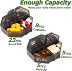 Weekly Pill Organizer 4 Times a Day, Large Pill Box 7 Day Daily Pill Case with 28 Extra Large Compartments Portable Travel Pill Container Big Medicine Organizer for Supplement Vitamin (Black)