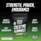 TASTY GAINS Creatine Gummies, 90g of Creatine, Non-GMO, Vegan - Build Muscle & Boost Strength for Men & Women (1g Creatine Monohydrate Per Gummy) Made in USA (90, Sour Watermelon)