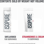Isopure Bundle of Zero Carb 100% Pure Whey Isolate Protein Powder, Strawberries & Cream, 25g Protein Per Serving, 1 Lb, 15 Servings + Isopure 100% Pure Creatine Monohydrate Powder, 100 Servings