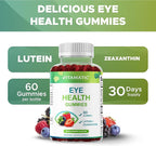 Vitamatic Eye Health Gummies with Lutein, Zeaxanthin, Vitamin C, E & Zinc – Mixed Berry Flavor – 60 Gummies –Non-GMO, Gluten-Free