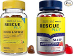 Bach Rescue Plus Sleep Gummies with 5mg Melatonin/dose [and] Bach Rescue Plus Mood & Stress Support Gummies with Key Nutrients and Botanicals - 2PK Dietary Supplements, 60Ct Each