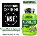 NATURELO Vitamin D3 K2 - Vegan K2+D3 with Plant Based D3 from Lichen - Natural D3 Supplement for Immune System, Bone Support, Heart Health - Whole Food - Non-GMO - Gluten Free, 60 Capsules (Pack of 2)