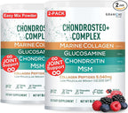 Granions Glucosamine Chondroitin MSM Complex Powder – Joint Supplements for Men and Women - Chondrosteo, Hydrolyzed Marine Collagen Peptides, Pack of 2 – Wild Berry Flavor, 19.8oz