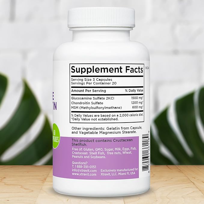 Glucosamine Chondroitin MSM – Natural Joint Support Supplement - Advanced Repair & Relief Supplements for Men & Women - Vegan, Non-GMO, Gluten Free, No Fillers, 60 Capsules