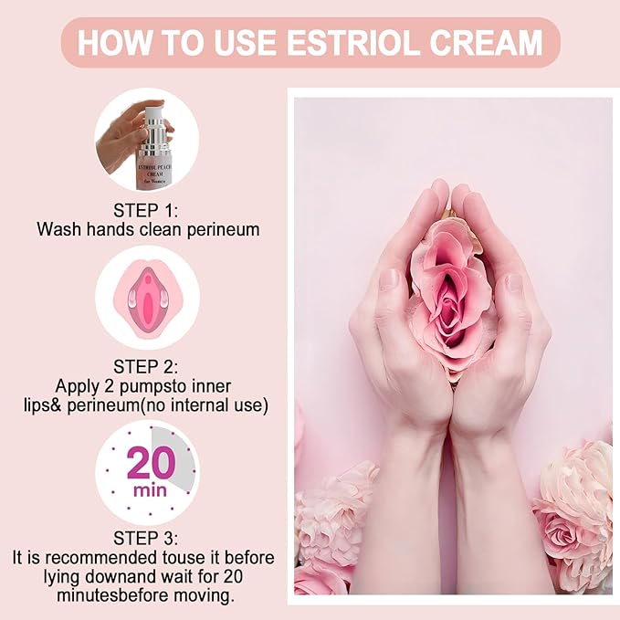 Bioidentical Estriol Cream for Women, Intimate Moisturizing Cream for Vaginal Dryness & Discomfort, Menopause Support (Peach Flavor)