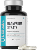 LES Labs Magnesium Citrate – Stress Relief, Restful Sleep, Heart Health, Metabolism, Nerve & Muscle Function – Non-GMO Supplement – 120 Capsules