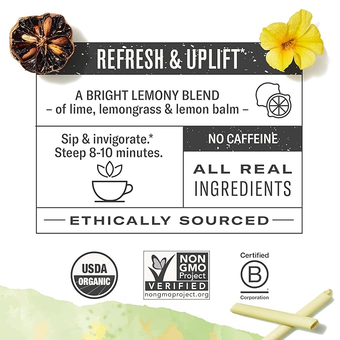 Numi Organic Damiana Uplift Herbal Tea – 48 Herbal Tea Bags – Energizing Blend for Mood Support Vitality & Daily Wellness