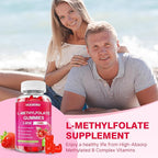 L-Methylfolate 15 mg Gummies, Methylfolate Supplement, Folate 5-MTHF Supplement for Support Mood, Brain Health, Immune System, Sugar Free, Strawberry Flavor, 60 Count