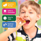 Center-Filled Kids Magnesium Gummies - Magnesium Glycinate Gummies for Kids Adults with L-Theanine, Chamomile, Licorice, Vitamin D, B6 for Sleep, Relaxation, Brain & Muscle - Sugar Free Peach & Mango