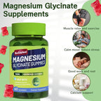 Magnesium Glycinate Gummies 500mg with L-Threonate 300mg - Sugar-Free Magnesium Potassium Supplement with Vitamin D, B6, CoQ10 - Strawberry Flavored - 120 Gummies