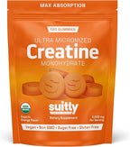 USDA Organic Ultra-Micronized Creatine Gummies for Men & Women; Orange Max Absorption 5g Creatine Gummies Sugar Free for Muscle Gain, Energy & Recovery; Muscle Builder for Women with Pouch - 120 Count