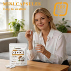 2-in-1 Vitamin D3 K2 Supplement Capsules, Vitamin D3 10000 IU and Vitamin K2 200 mcg, K2 MK7 with D3 Vitamin Supplement Support Immune, Heart, Joint, Teeth & Bone Health