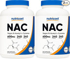 Nutricost N-Acetyl L-Cysteine (NAC) 600mg, 240 Vegetarian Capsules - Vegan, Non-GMO, Gluten Free (Pack of 2)