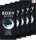 Treela 300 Pcs Large Body Wipes Bulk Deodorant Travel Size for Homeless Care Package Supplies Individually Wrapped Adults Bathing No Rinse Wet Wipes Men Women Hygiene Items(12" X 12'',Black)