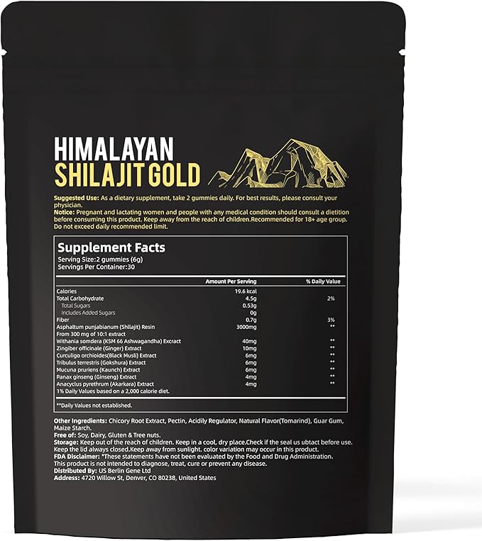 Shilajit* Gummies,Pure Himalayan* micronutrient Supplement, Himalayan Premium Ingredient with Shilajit, Ashwagandha, Gokshura, Fulvic Acid & 85+ Trace Minerals I for Men & Women ((3000MG/2 Bag))