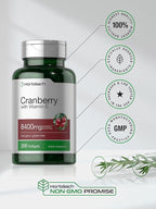 Horbäach Cranberry Pills for Women and Men | 200 Softgels | Extract Supplement with Vitamin C | Non-GMO, Gluten Free
