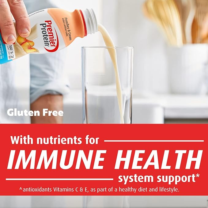 Premier Protein Shake,Peaches & Cream,30g Protein,No Added Sugar,24 Vitamins & Minerals to Support Immune Health,11.5 fl oz (Packaging May Vary),(Pack of 24)