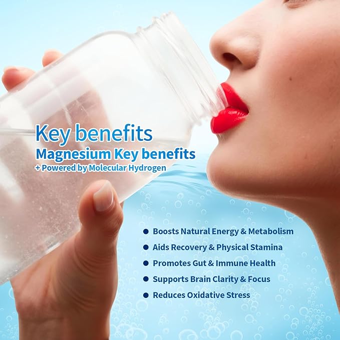 Magnesium Hydrogen Water Tablets, Tablets for Drinking Water - H2 Molecular Tabs | Magnesium* Pills, Electrolytes Hydration Supplement to Support Healthy Aging & Energy Boost (1 Pack)