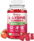 L-Lysine 1000mg Gummies, Chewable Lysine Supplement for Lips & Skin, Immune Support, Essential Amino Acid, Non-GMO, Vegan, Gluten Free, Sugar-Free, Strawberry Flavor, 60 Count