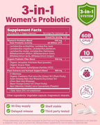 Probiotics and Prebiotics for Women pH Balance & Digestive Health - 60 Billion Vaginal Probiotic with Cranberry & D-Mannose for Gut, Urinary, Immune Health, Vegan & Non-GMO | 270 Capsules