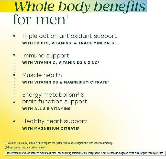 MegaFood Men’s Whole Body Multivitamin Gummies - Multivitamin For Men - Vitamin C, Magnesium Citrate, Vitamin D3, Methylated B12 & Zinc - Muscle, Brain, Heart, Immune Support - 90 Gummies, 30 Servings