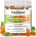 Pumpkin Seed Oil Gummies with Saw Palmetto, Cold Pressed Pumpkin Seed Oil Supplement for Hair Growth, Prostate Health & Urinary Tract Support, Sugar Free, Vegan Pineapple Flavor, 60 Count