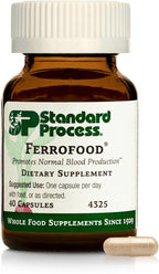Standard Process Ferrofood - Iron Supplement to Support Normal Blood Production - Aid Iron Absorption with Vitamin C - Health Supplement with Alfalfa, Spanish Moss, Vitamin B12 & More - 40 Capsules