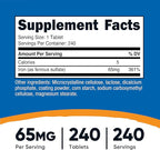Nutricost Iron (As Ferrous Sulfate) 65mg, 240 Tablets - Non-GMO, Gluten Free (Pack of 2)