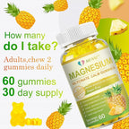 Magnesium Glycinate Gummies 400mg, Sugar Free Magnesium Taurate,Magnesium Malate Supplement with Vitamin D, B6, CoQ10 for Relaxation, Stress Relief, Muscle, Bone & Sleep Support-120 Pineapple Gummies