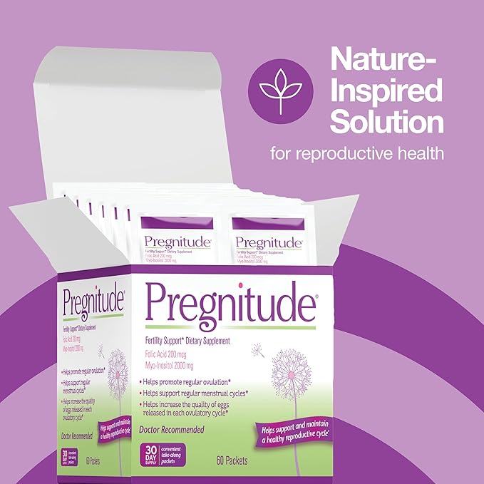 Pregnitude Reproductive Fertility Support - Helps Promote Regular Ovulation - Menstrual Cycles, and Increase Quality of Eggs - 60 Day Supply 120 Packets