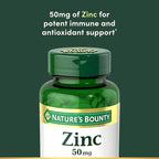 Nature’s Bounty Zinc 50mg,Immune Support & Antioxidant Supplement,Promotes Skin Health,1 Caplet Per Day,Gluten Free,250 Vegetarian Caplets,(Pack of 2)
