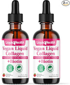 LIQUIDHEALTH 100% Vegan Collagen Plus Biotin 100,000mcg Liquid Drops - Plant-Based Liquid Collagen for Women & Men - Hair & Nail Growth, Skin Health, Boosts Metabolism - Made in USA, Non-GMO (2 Pack)