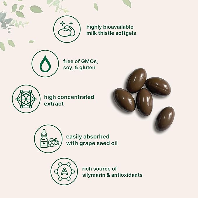 Micro Ingredients Milk Thistle Supplement | 360 Softgels with Grape Seed Oil | Highly Bioavailable Extract | Contains Active Silymarin + Antioxidants