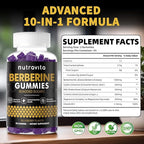 Nutravita Berberine Gummies with Ceylon Cinnamon 1500mg High Potency Berberine HCL Supplement for Immune and Metabolism Support, Sugar Free Organic Berberine Gummies Blueberry Flavor-2PACK