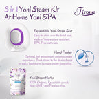 Fivona 3-in-1 Yoni Steam Kit - Bundle of V Steaming Herbs Blue Moon Recipe 1.76 Ounces (2-4 Steams) with Expandable V-Steam Seat and Hand Flusher for Detox, Cleansing, pH Balance and Odor Control