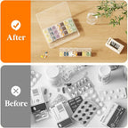 Lifewit Monthly Pill Organizer, 28 Day Pill Box, 4 Weeks One Month Vitamin Cases, Large Compartments Medicine Organizer for Fish Oils, Supplements, 28 Grids, Clear
