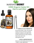 Certified Organic Castor Oil by Mayan's Secret: Nourishing and Strengthening Oil for Hair and Skin